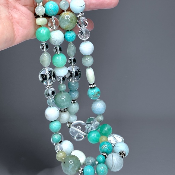 🌺Vintage Sterling, Turquoise, Amazonite, Chrysoprase + Necklace - Picture 15 of 15